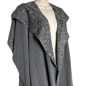Lane Bryant Plus Gray Sleeveless Open Knit Sweater Vest Duster Hooded 26/28